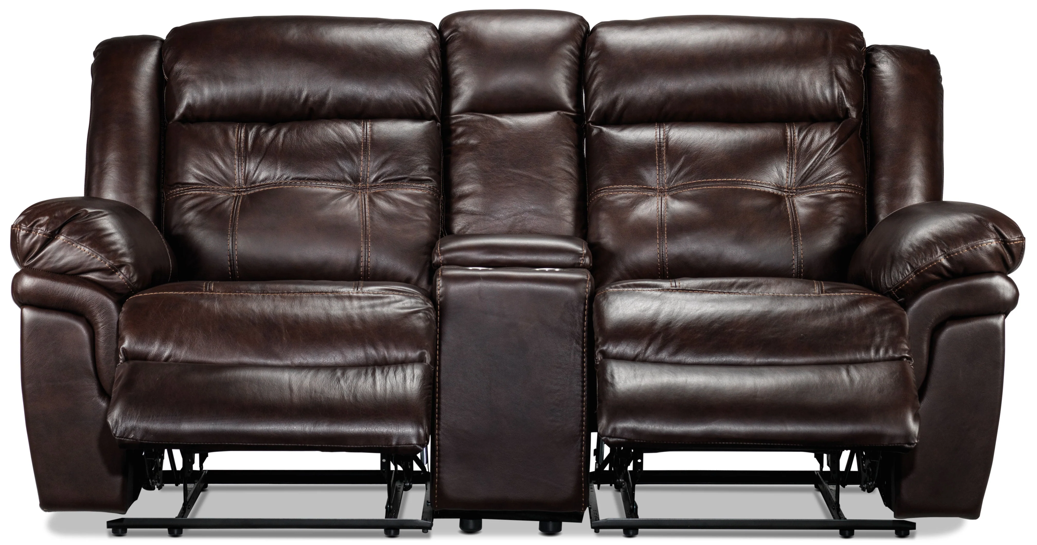 Leighland Reclining Loveseat with Console - Brown - Image 4