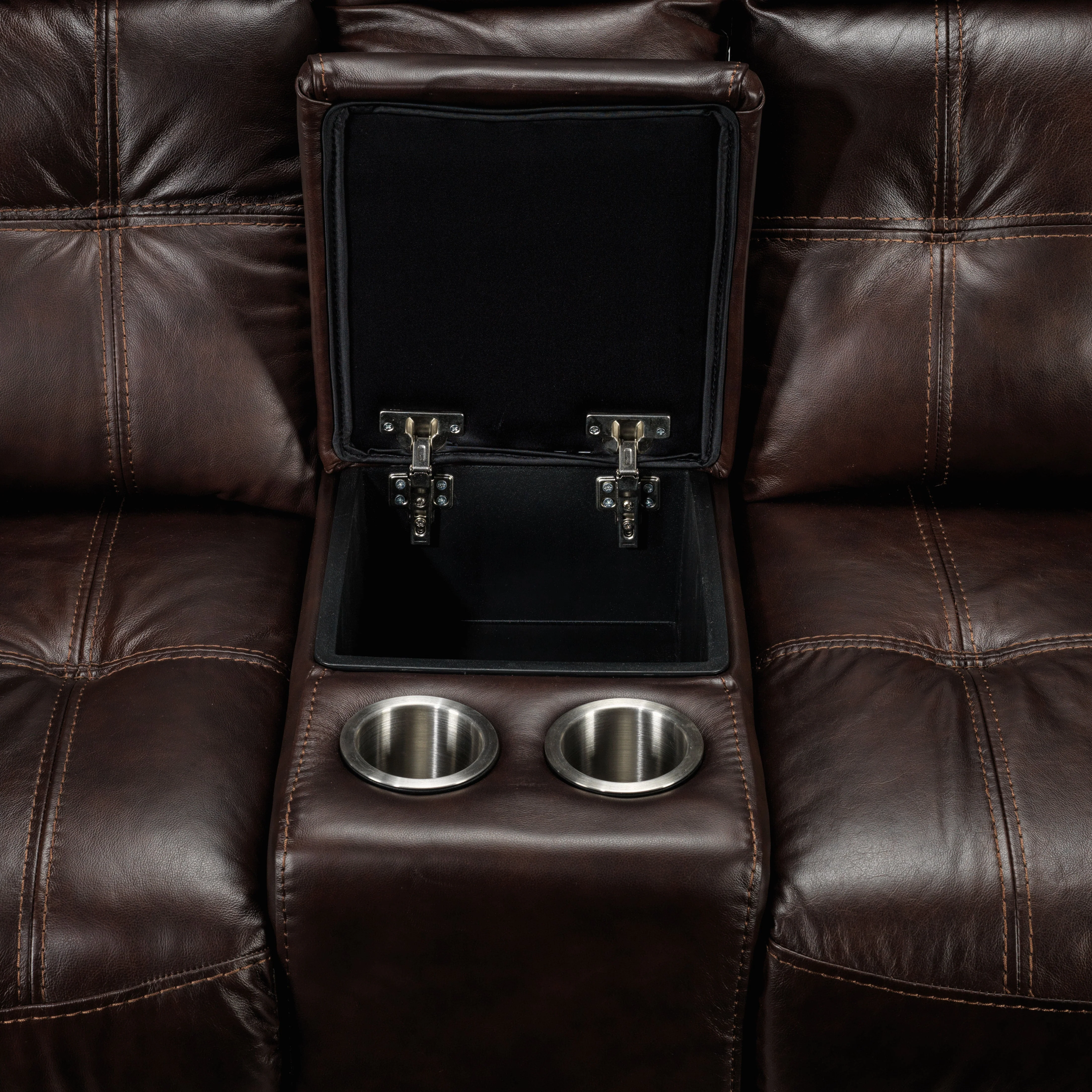 Leighland Reclining Loveseat with Console - Brown - Image 5