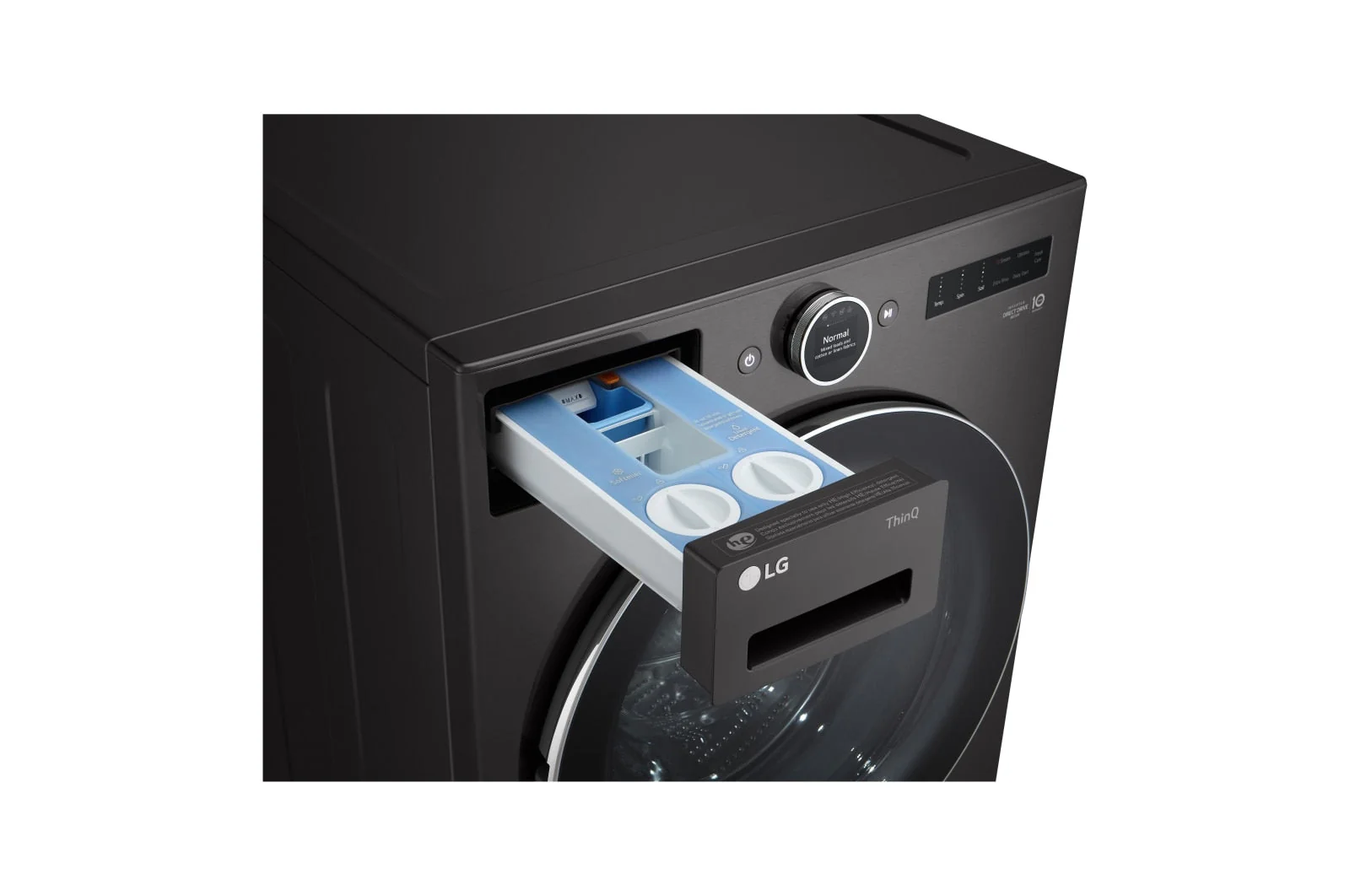 LG Black Steel 5.8 cu. ft. Front Load Washer with AI DD™ 2.0 and LCD Knob - WM6700HBA - Image 9