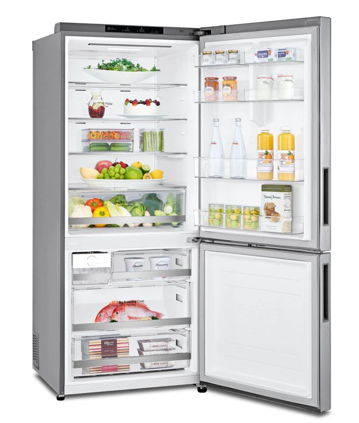 LG Platinum Silver 28" Counter Depth Bottom Freezer Refrigerator with Door Cooling and Flip-up Shelf (15 Cu.Ft) - LBNC15251V - Image 4