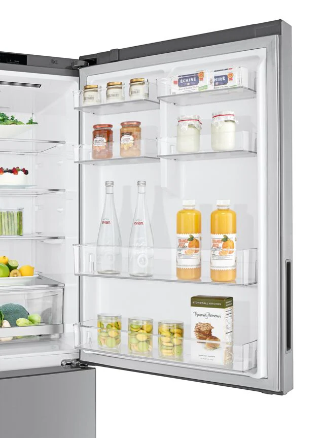 LG Platinum Silver 28" Counter Depth Bottom Freezer Refrigerator with Door Cooling and Flip-up Shelf (15 Cu.Ft) - LBNC15251V - Image 8