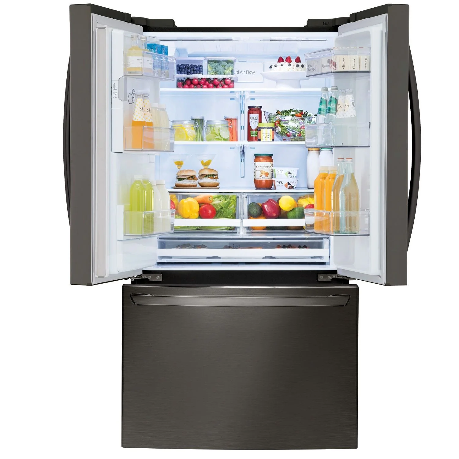 LG Smudge Resistant Black Stainless Steel 36" 28 Cu.ft French Door Refrigerator with Ice & Water Dispenser - LRFS28XBS - Image 2