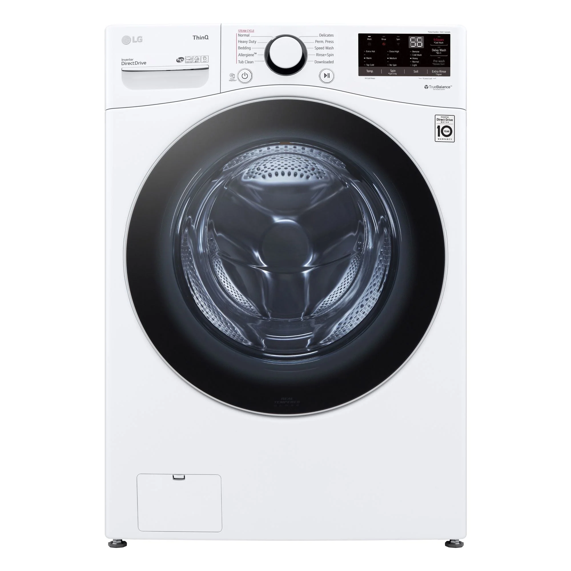 LG White Smart Wi-Fi Enabled Steam Front Load Washer with AI Direct Drive Technology (5.2 Cu.Ft) WM3600HWA - Image 2