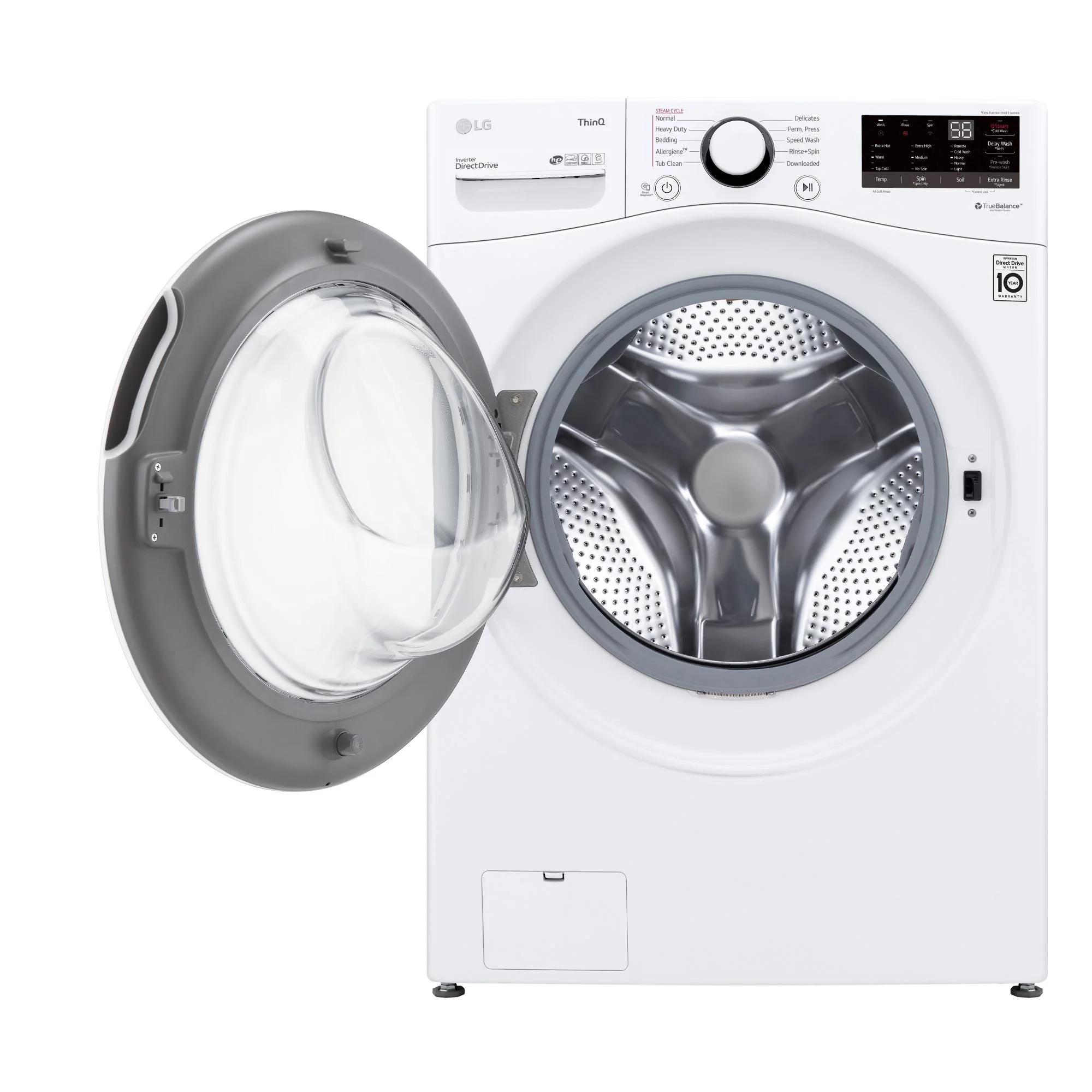 LG White Smart Wi-Fi Enabled Steam Front Load Washer with AI Direct Drive Technology (5.2 Cu.Ft) WM3600HWA - Image 3
