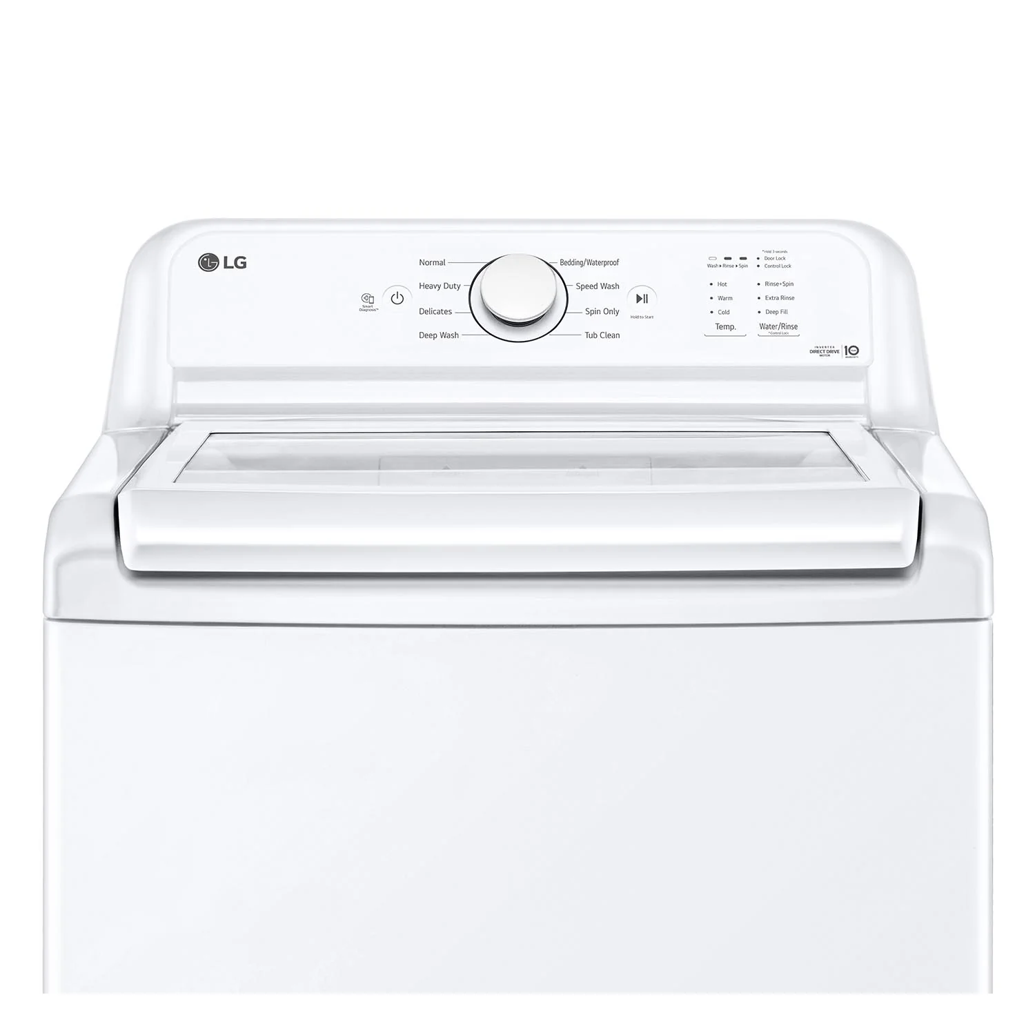 LG White Top Load Washer with Agitator and SlamProof® Glass Lid (4.8 Cu. Ft) - WT6105CW - Image 3