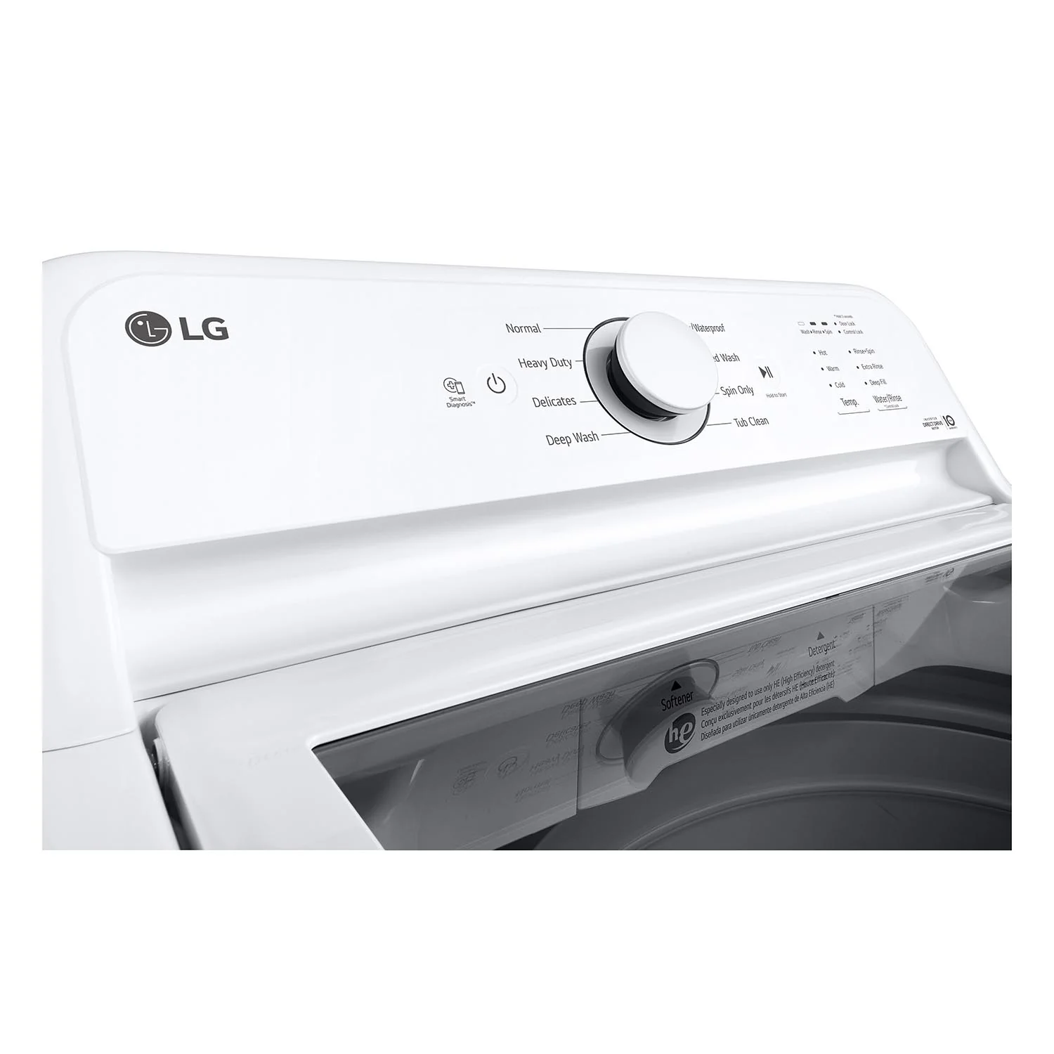 LG White Top Load Washer with Agitator and SlamProof® Glass Lid (4.8 Cu. Ft) - WT6105CW - Image 8