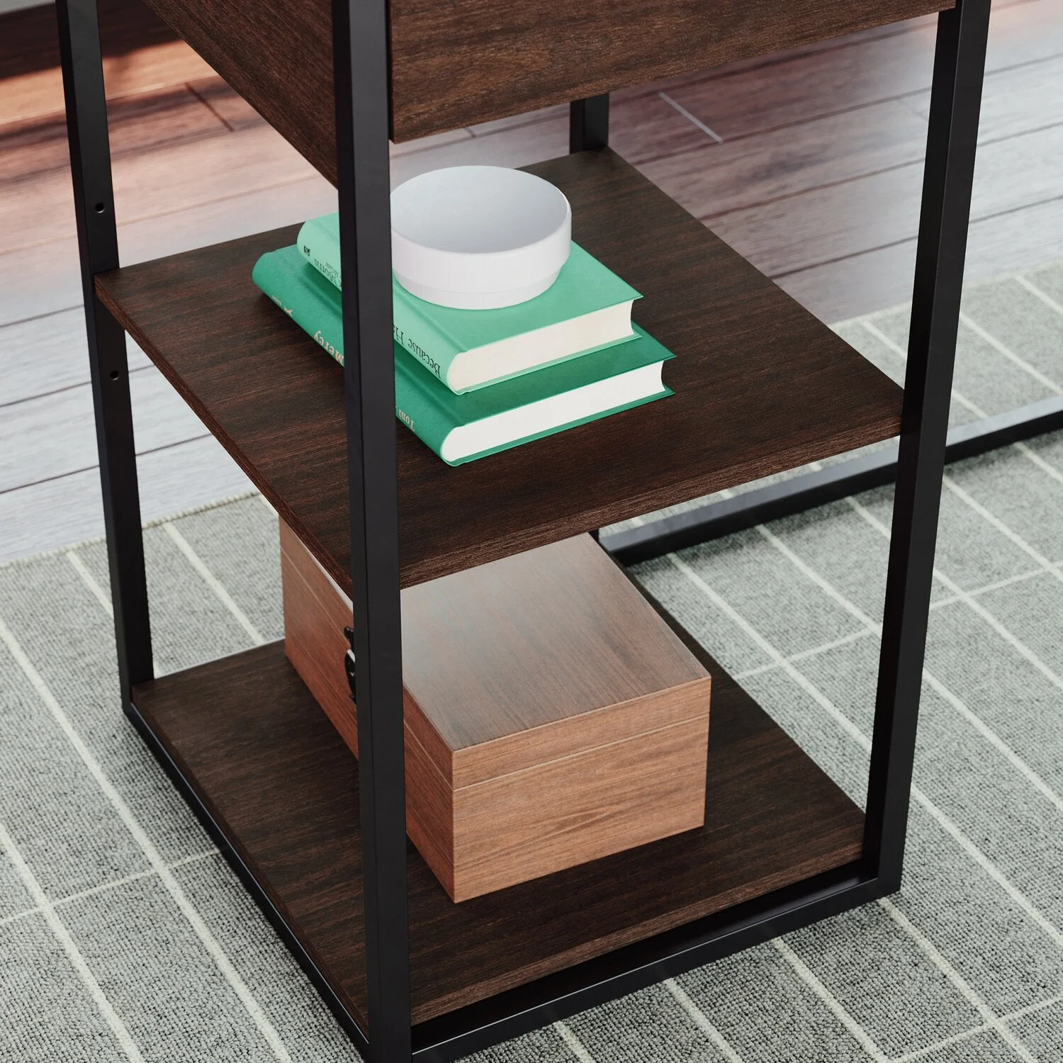 Liano L-Shaped Desk - Umber Wood - Image 4