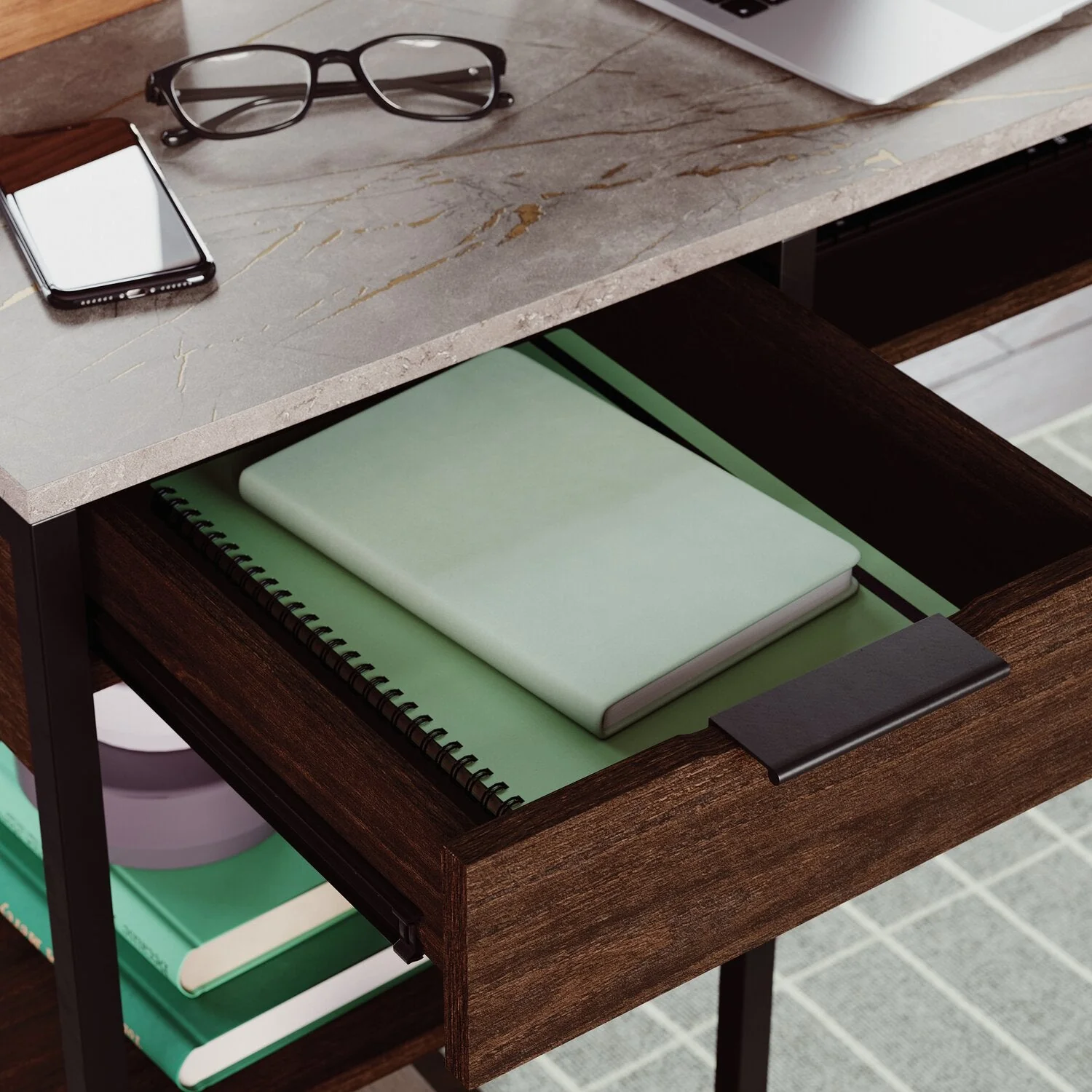 Liano L-Shaped Desk - Umber Wood - Image 5