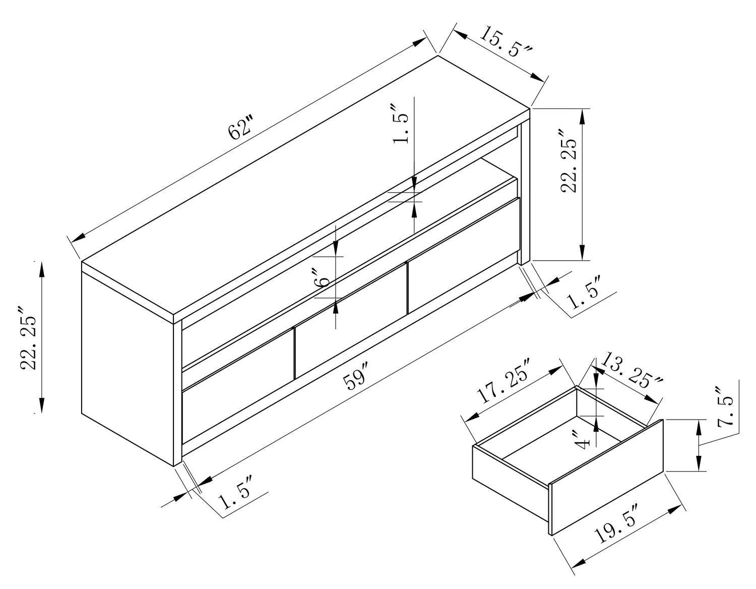 Link 62" TV Stand - Image 5
