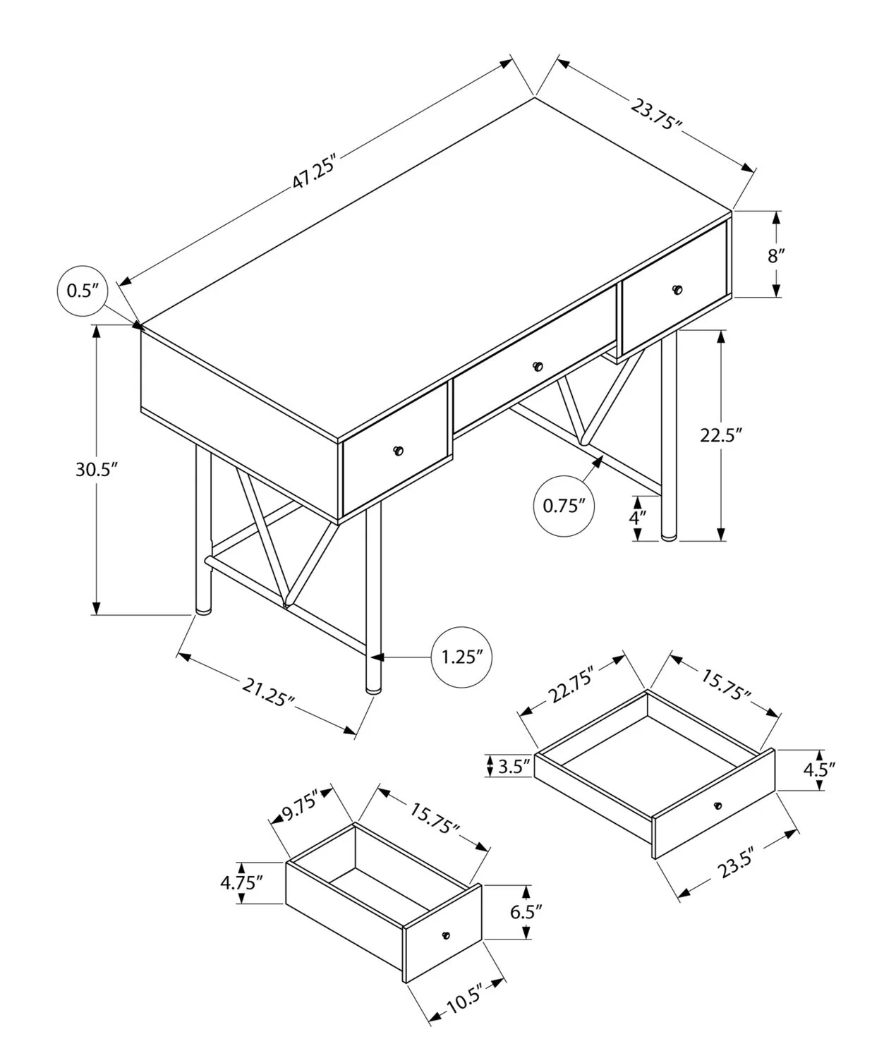 Linwell Desk - Walnut - Image 4