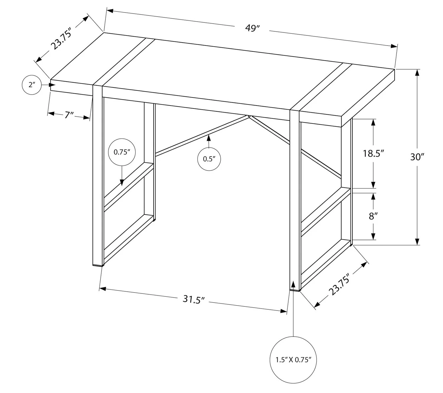 Lisgar Desk - Black - Image 7