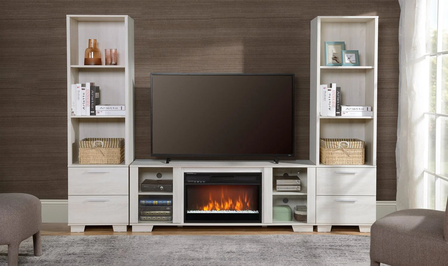 Lixa 3-Piece Entertainment Centre with 65" TV Opening - White - Image 7