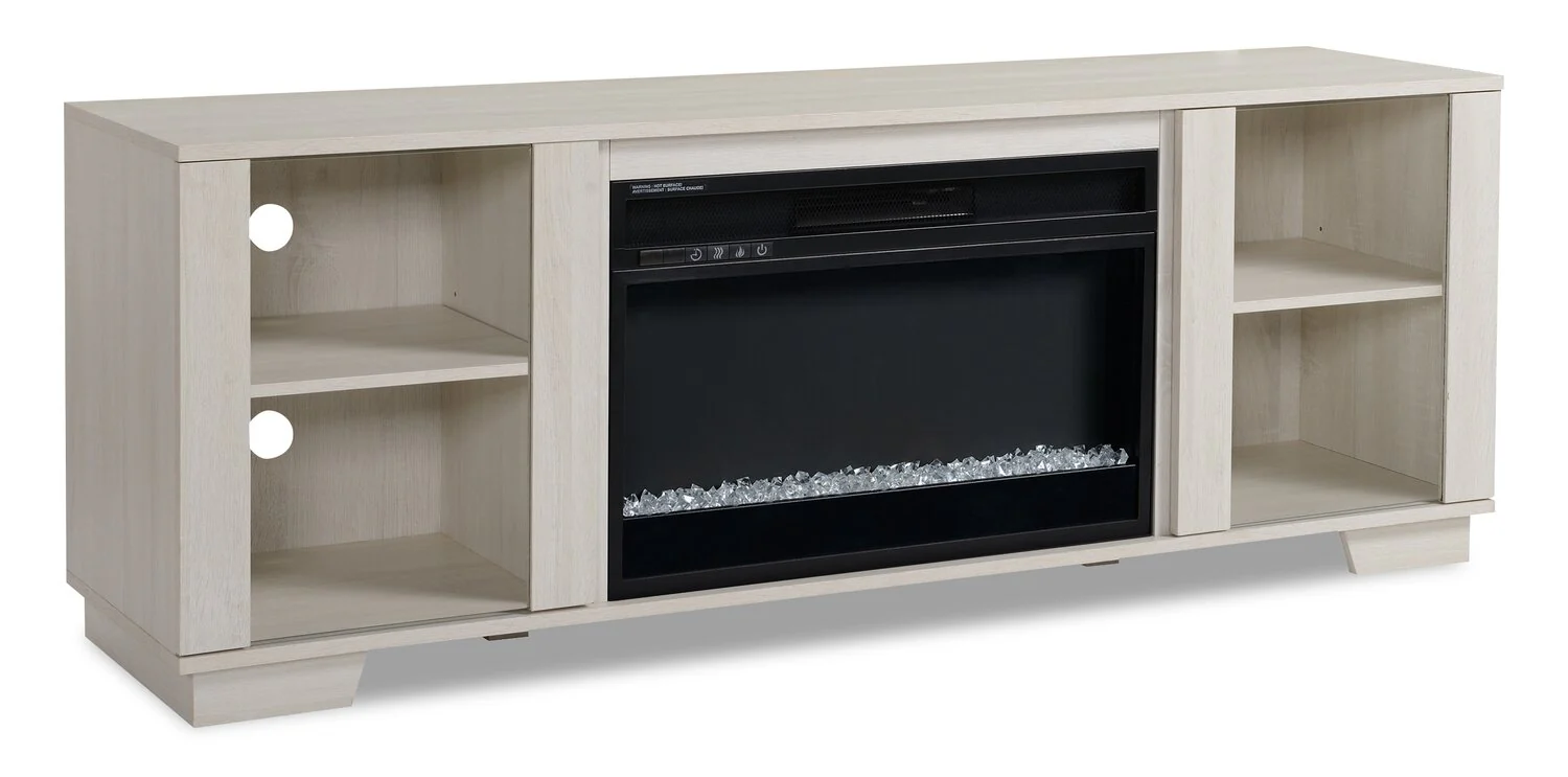 Lixa 62" TV Stand with Crystal Ember Firebox - White - Image 2