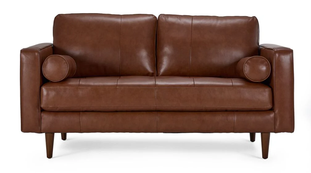 Loire Leather Loveseat - Cobblestone - Image 2