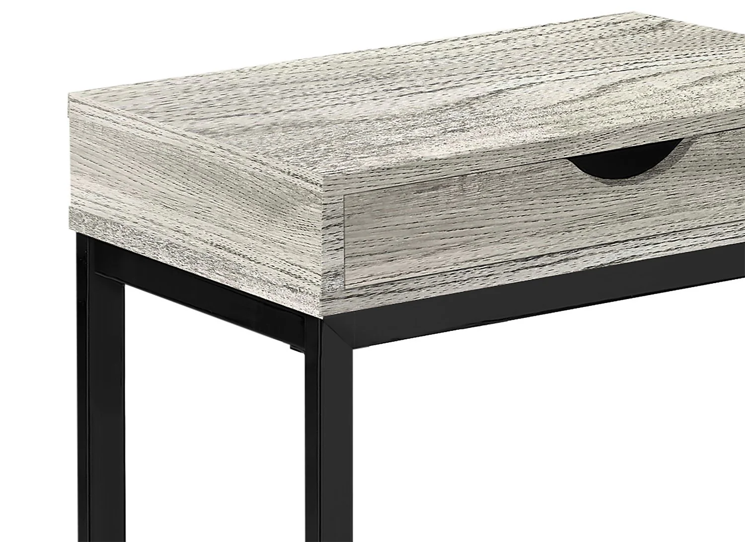 Lucena Reclaimed Wood-Look Chairside Table with Drawer - Grey - Image 2