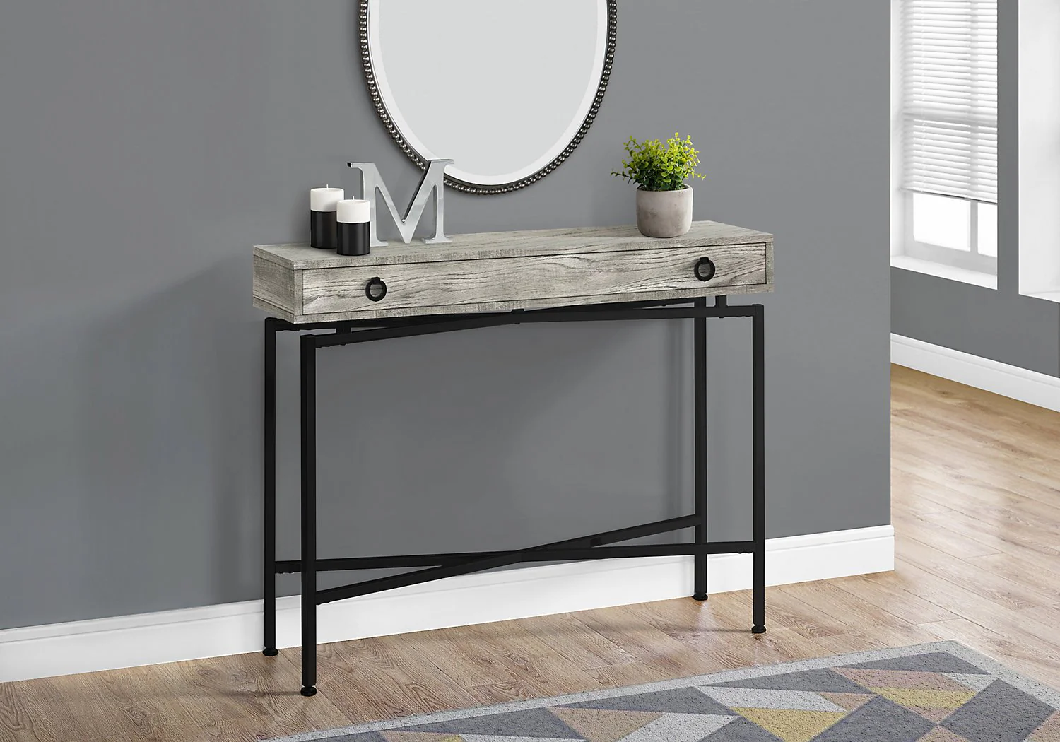 Lucena Reclaimed Wood-Look Sofa Table - Grey - Image 4