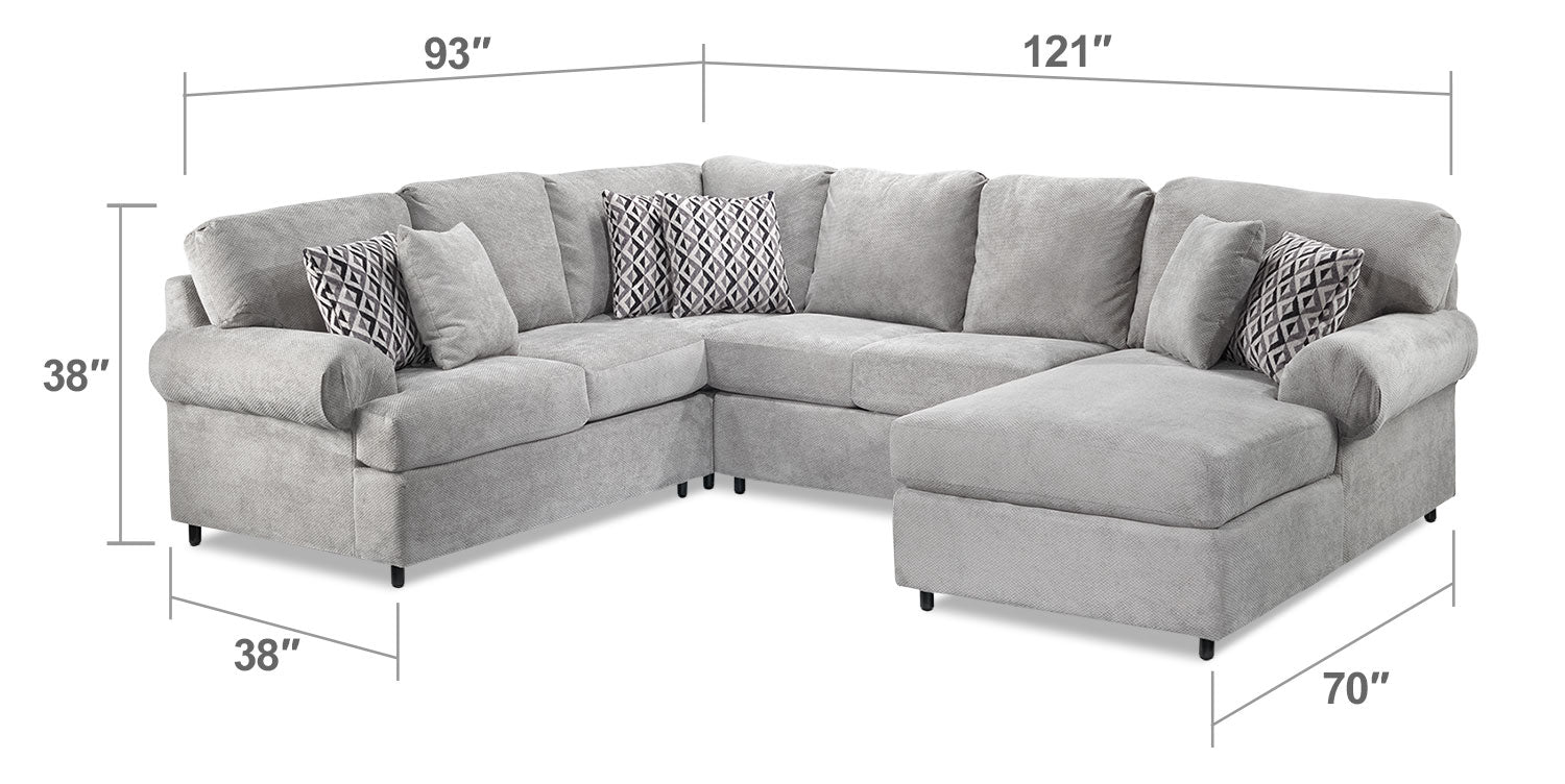 Macon 4-Piece Sectional with Right-Facing Chaise - Ash - Image 7