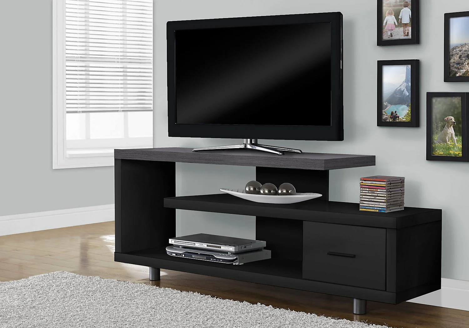 Markwick 60" TV Stand - Grey/Black - Image 4