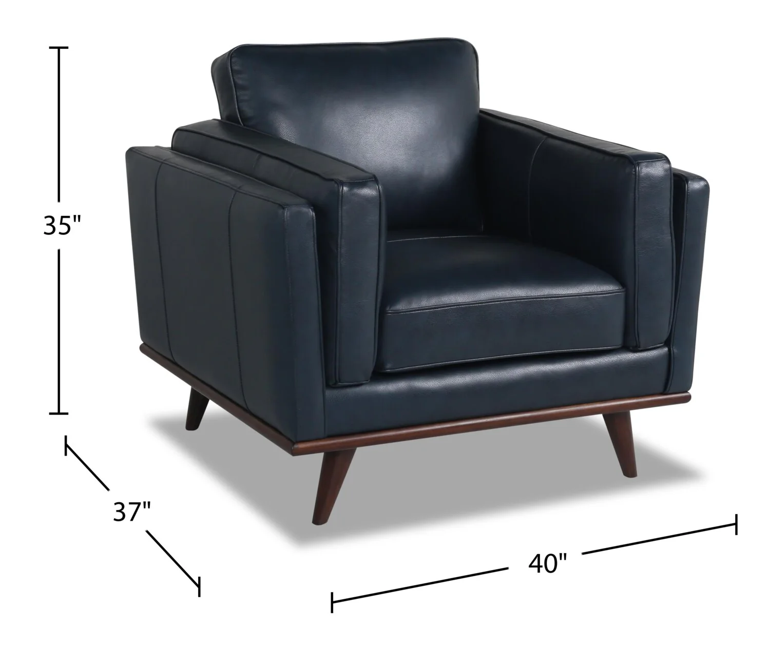 Marlott Top-Grain Genuine Leather Chair - Navy - Image 6