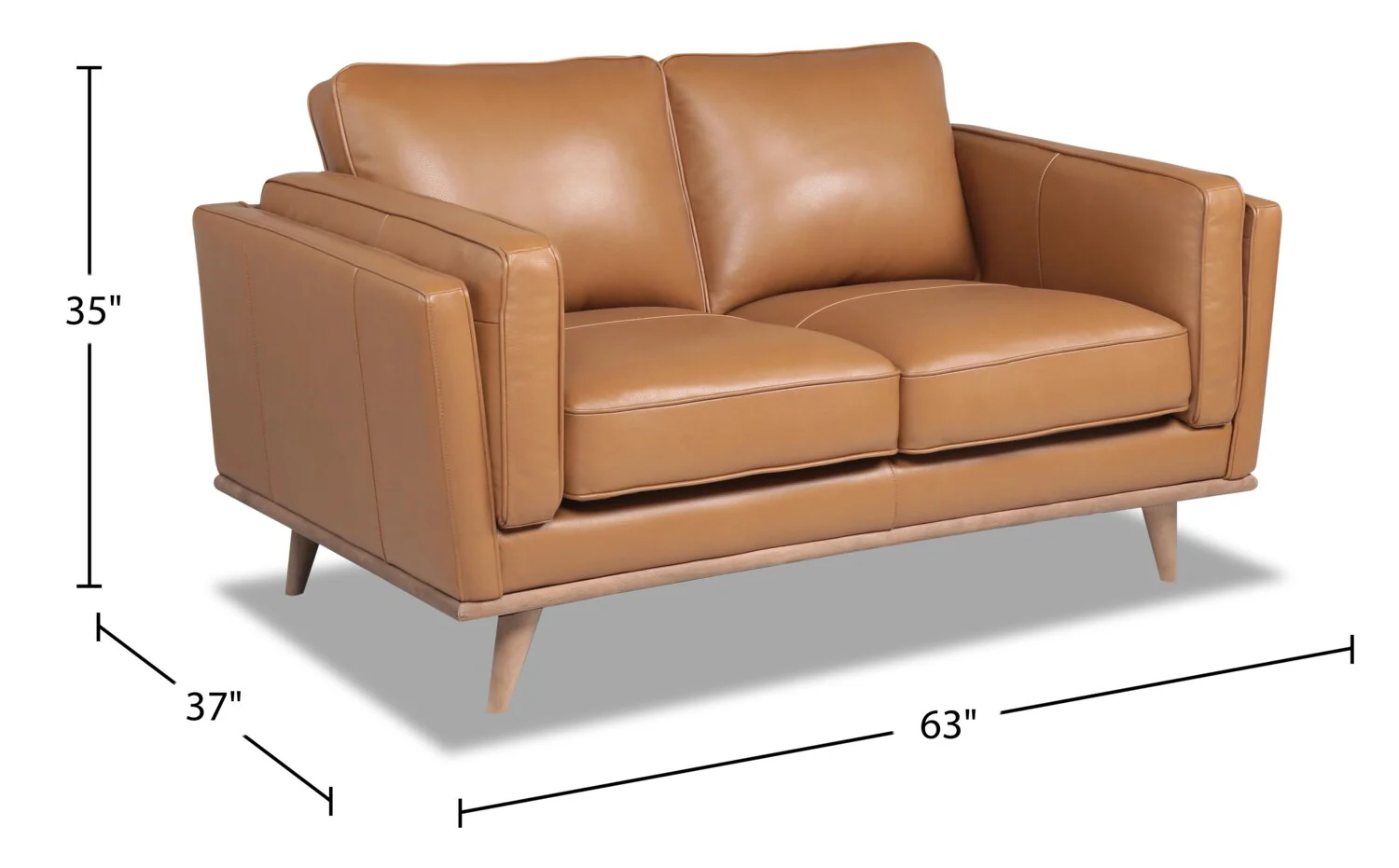 Marlott Top-Grain Genuine Leather Loveseat - Caramel - Image 6