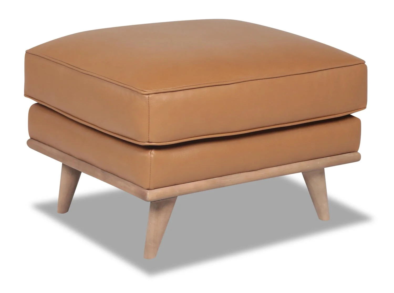 Marlott Top-Grain Genuine Leather Ottoman - Caramel - Image 2