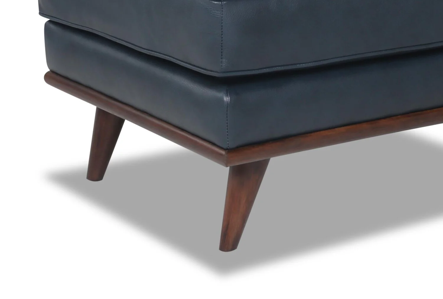 Marlott Top-Grain Genuine Leather Ottoman - Navy - Image 3