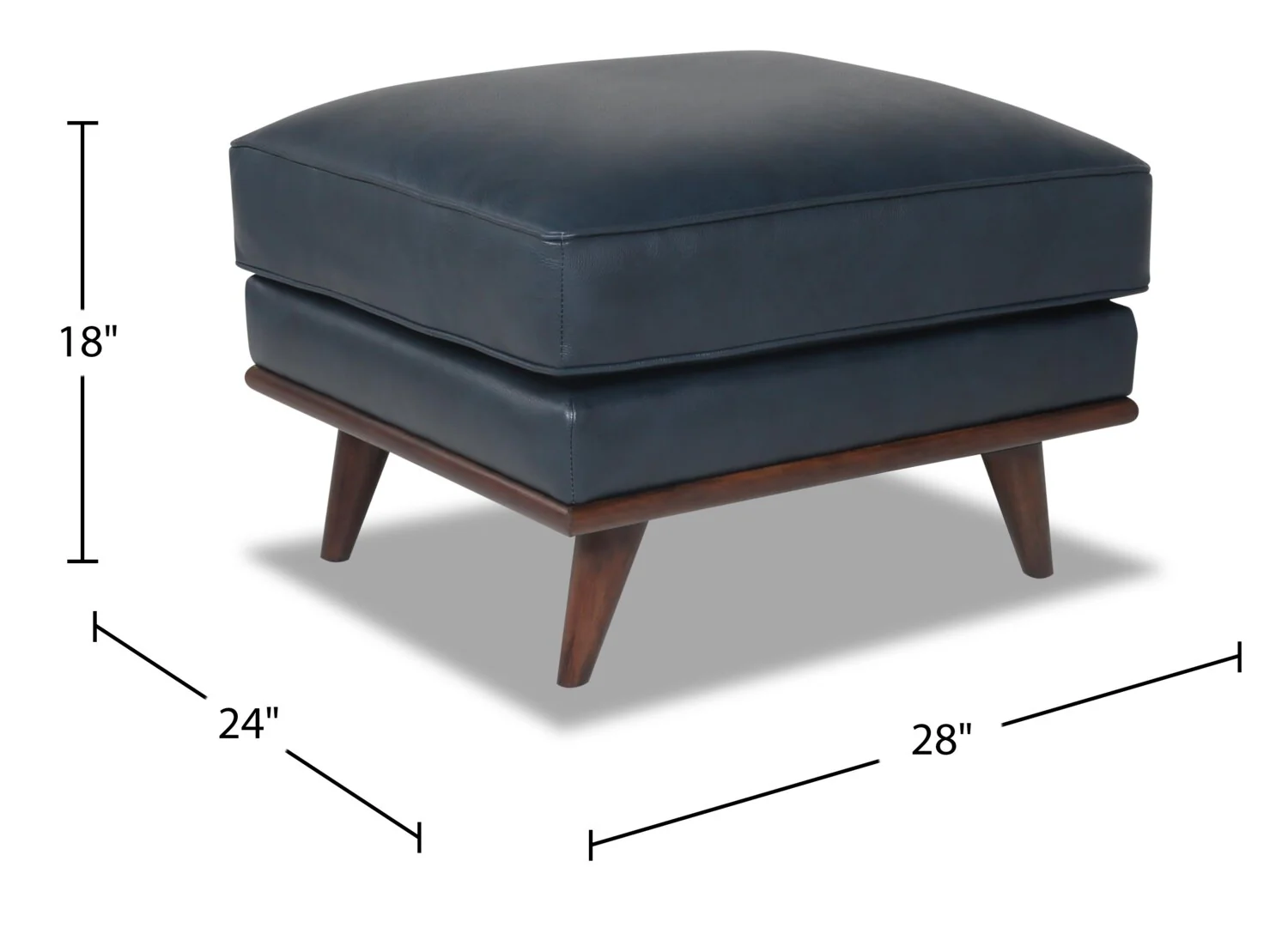 Marlott Top-Grain Genuine Leather Ottoman - Navy - Image 4