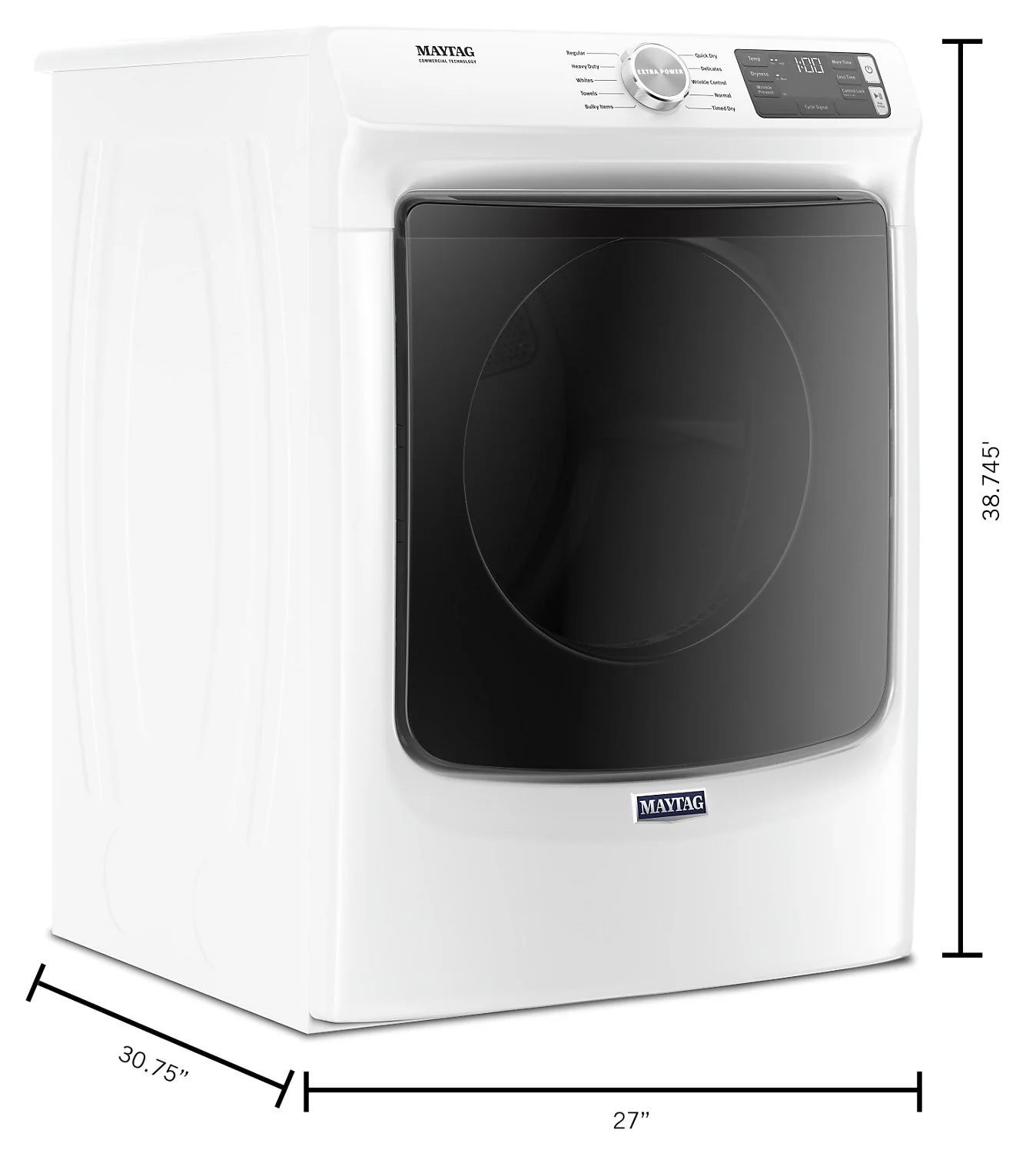 Maytag Front-Load 5.4 Cu. Ft. Washer with Extra Power and 7.3 Cu. Ft. Gas Dryer - White - Image 10