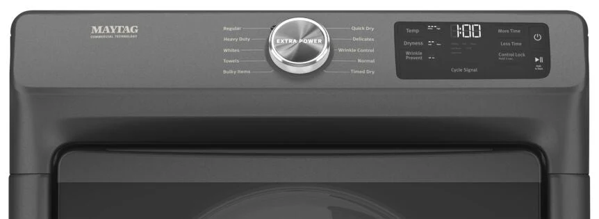 Maytag Volcano Black Gas Dryer with Extra Power and Quick Dry Cycle (7.3 cu. ft.) - MGD5630MBK - Image 3
