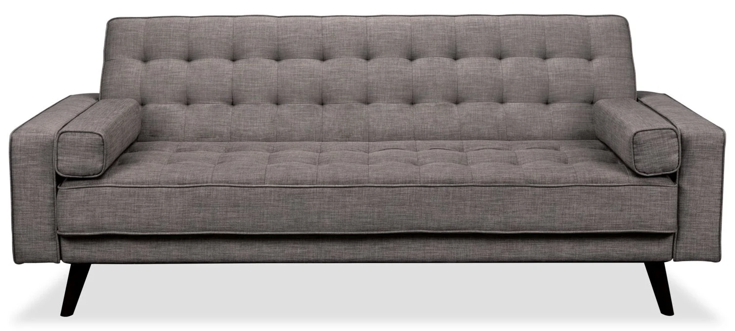 Meagan Linen-Look Fabric Futon - Grey