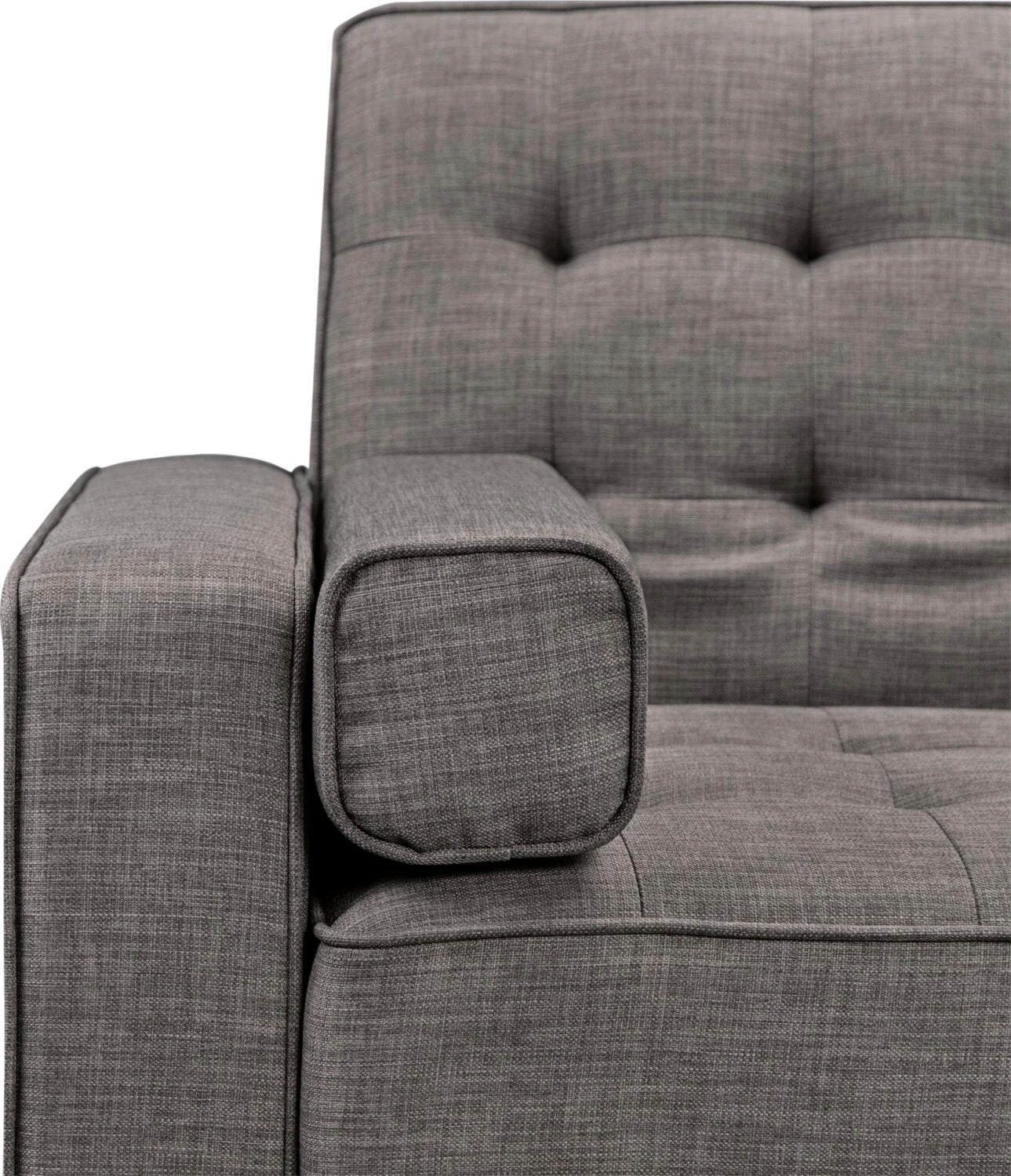 Meagan Linen-Look Fabric Futon - Grey - Image 10