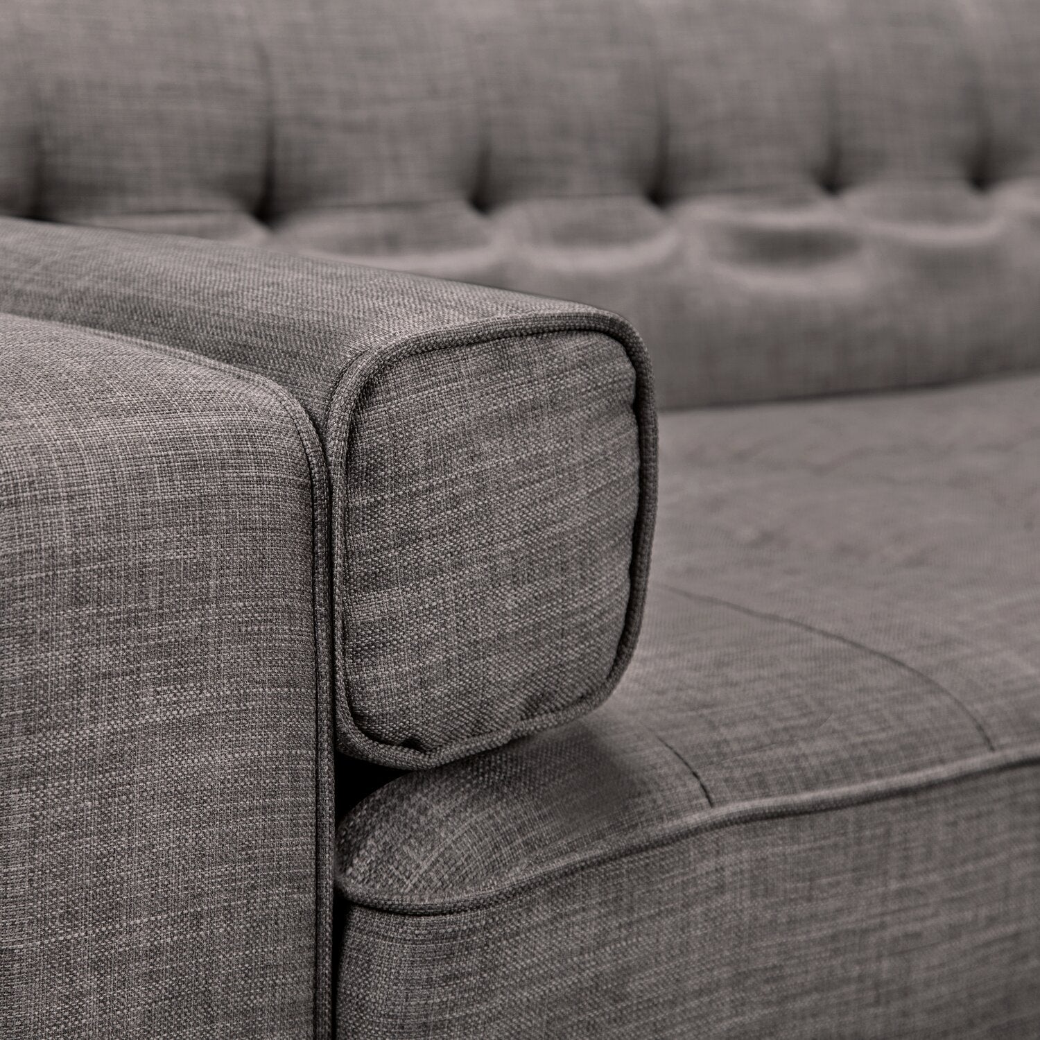Meagan Linen-Look Fabric Futon - Grey - Image 13