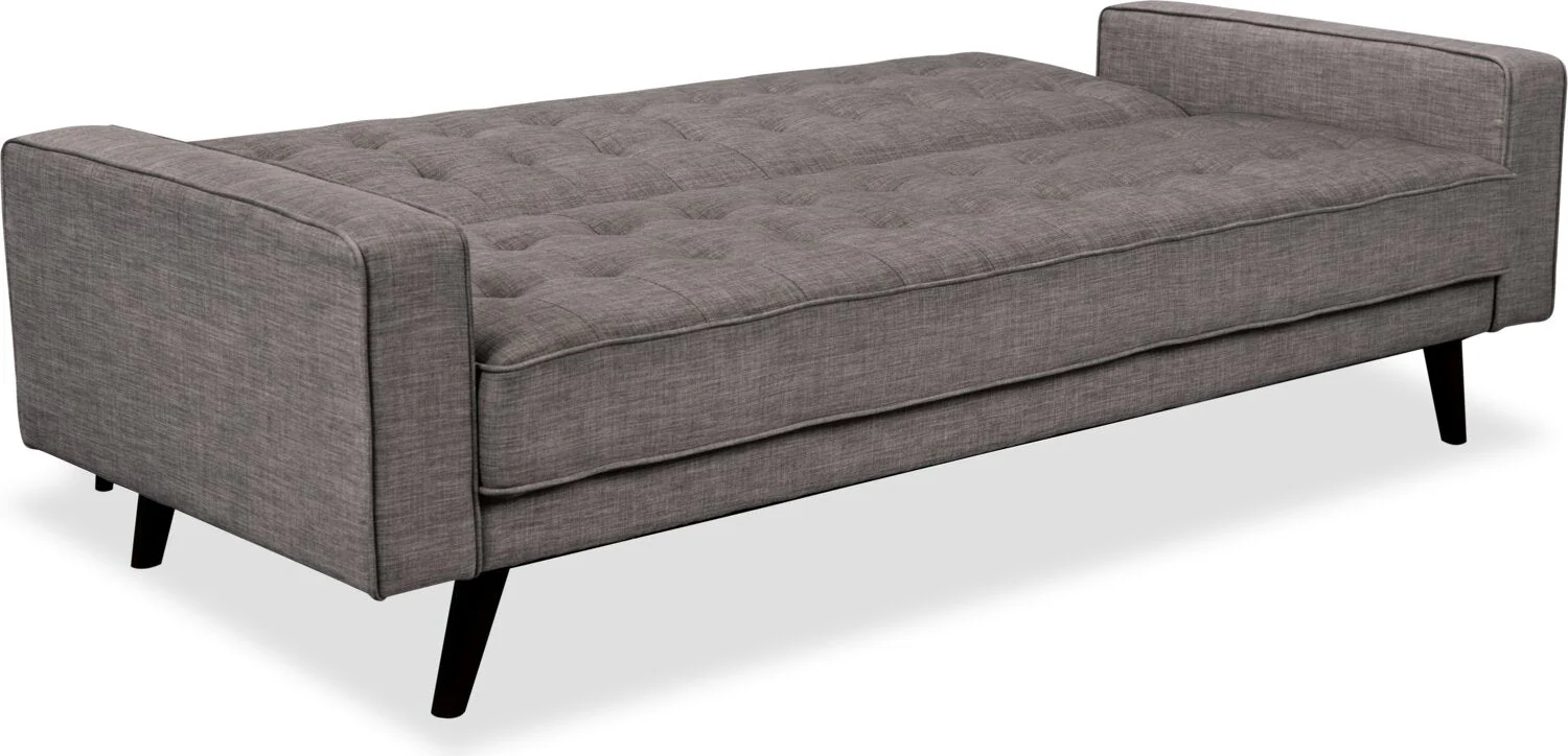 Meagan Linen-Look Fabric Futon - Grey - Image 3