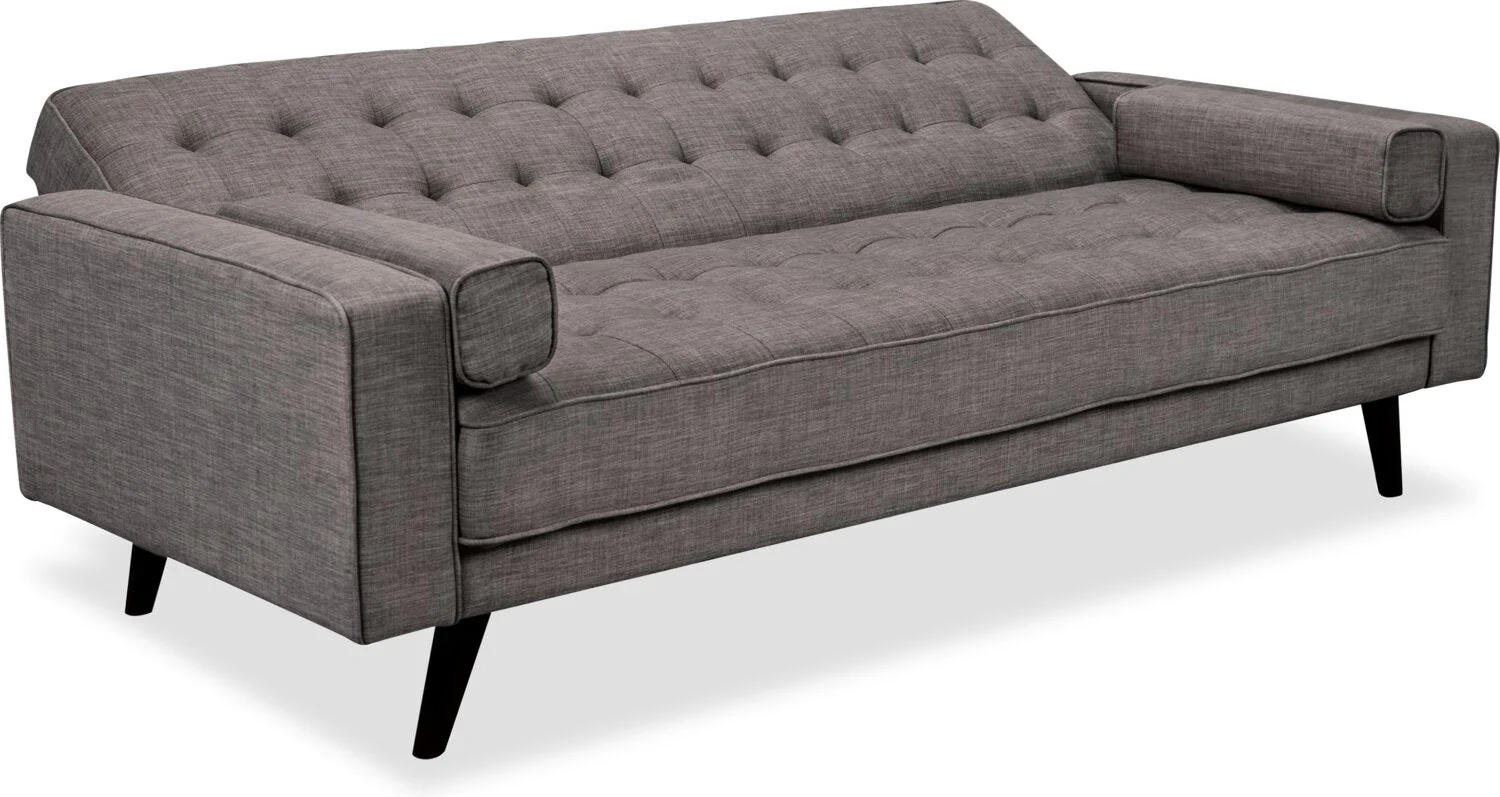 Meagan Linen-Look Fabric Futon - Grey - Image 4