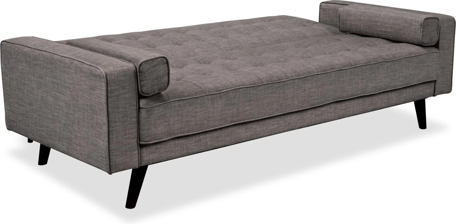 Meagan Linen-Look Fabric Futon - Grey - Image 5