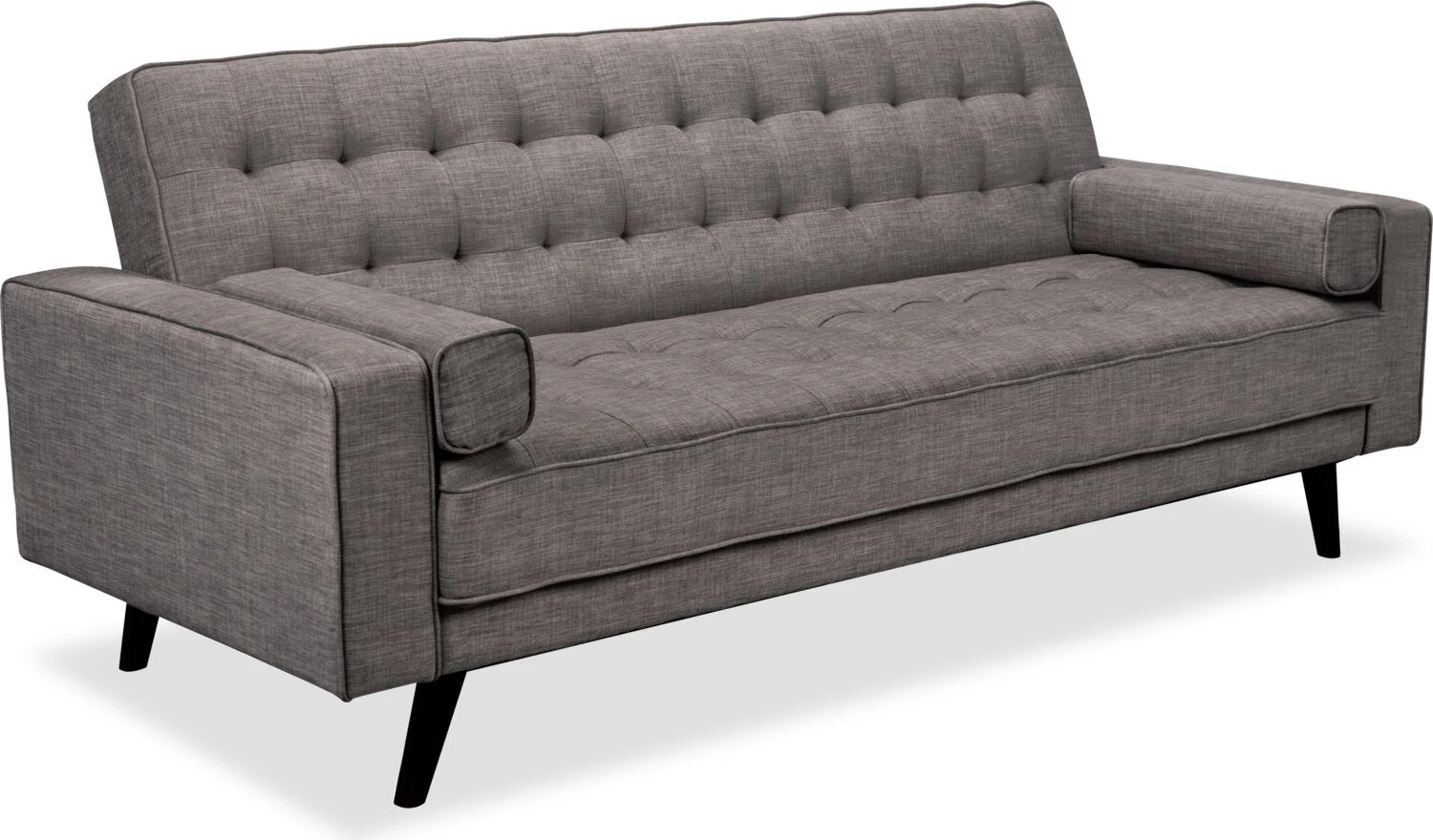 Meagan Linen-Look Fabric Futon - Grey - Image 6