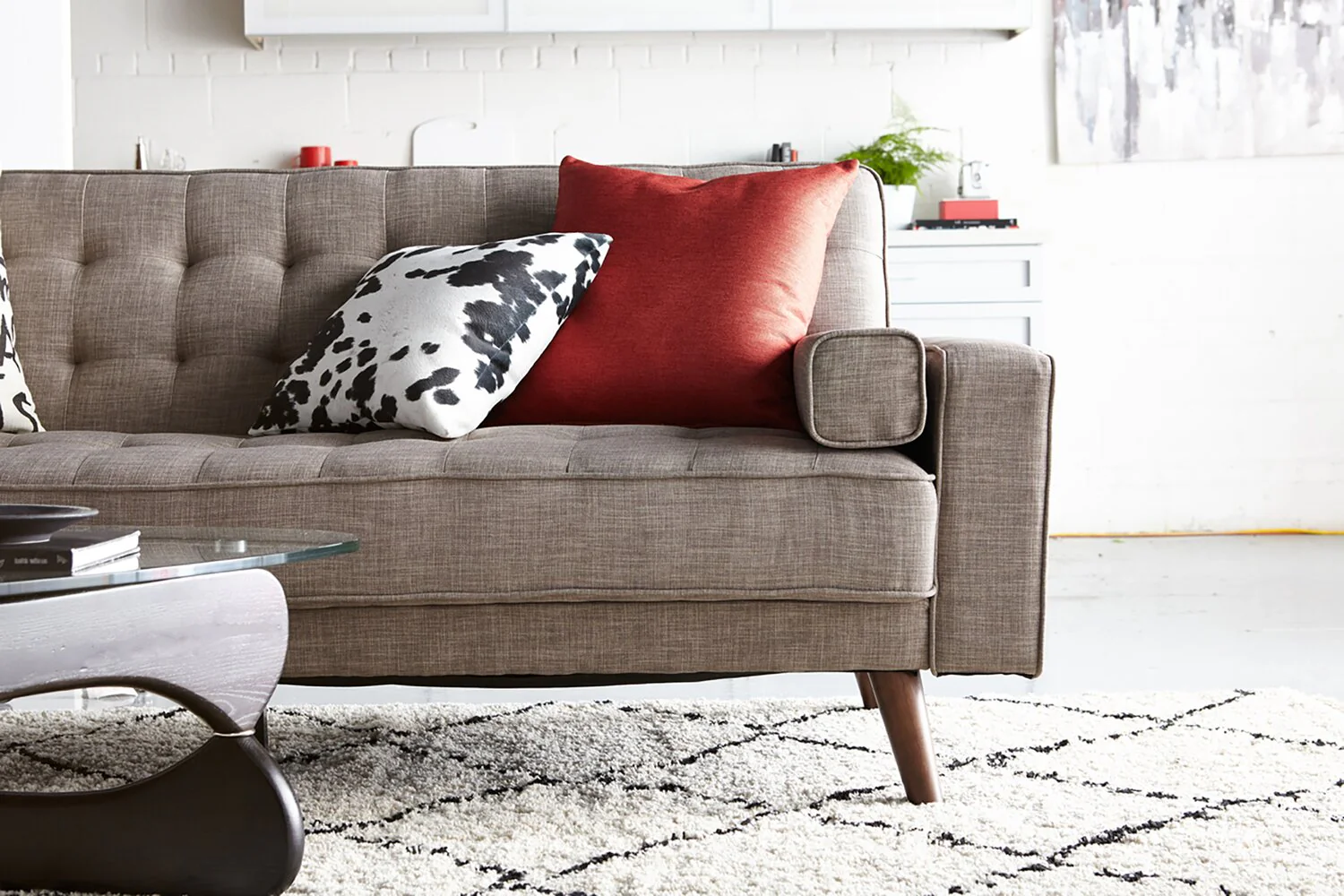 Meagan Linen-Look Fabric Futon - Grey - Image 7