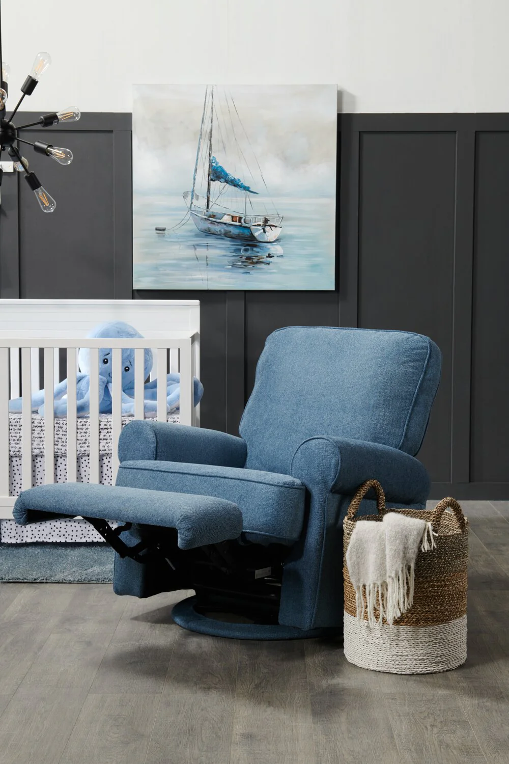 Melvin Chenille Swivel Glider Recliner - Blue - Image 8