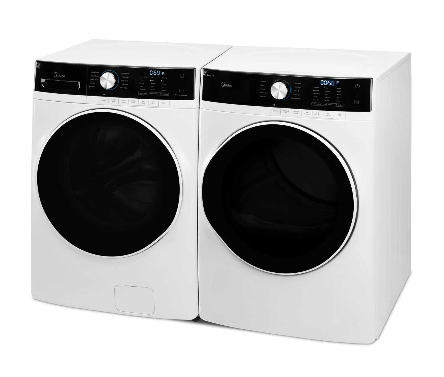 Midea 5.2 Cu. Ft. Front-Load Washer and 8 Cu. Ft. Electric Dryer - White - Image 3