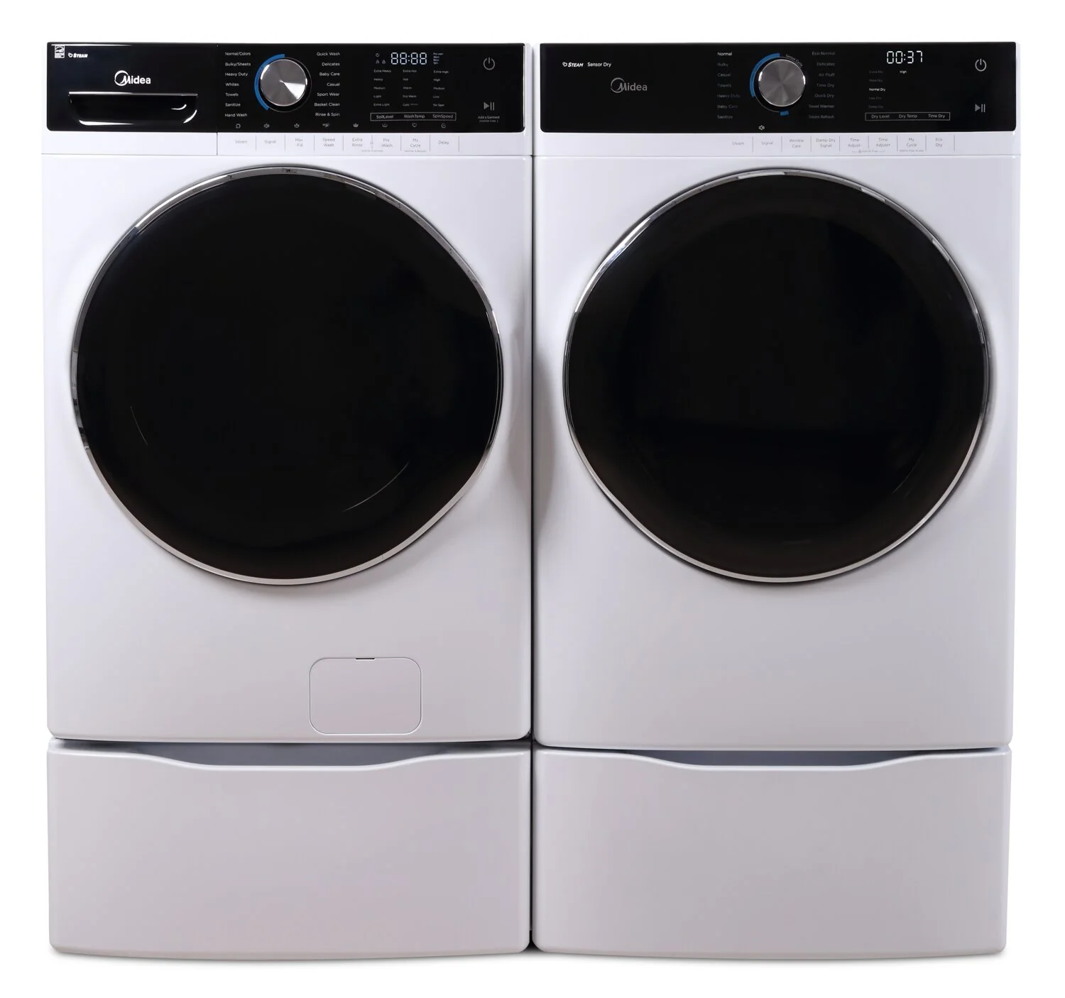 Midea 5.2 Cu. Ft. Front-Load Washer and 8 Cu. Ft. Electric Dryer - White - Image 4