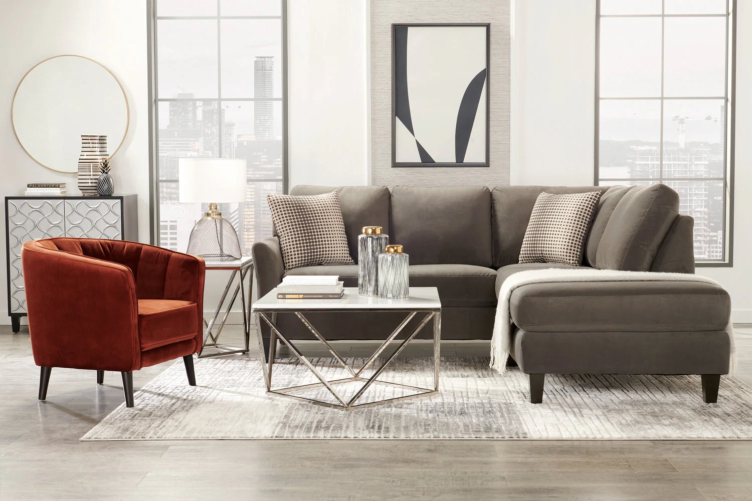 Mocon Velvet Accent Chair - Orange - Image 2