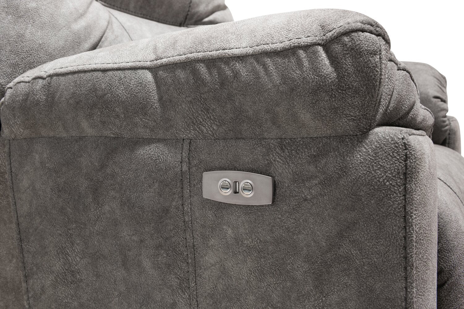 Muncey Polyester Power Recliner - Grey - Image 6