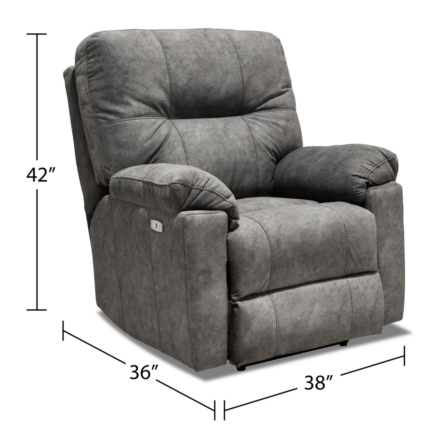 Muncey Polyester Power Recliner - Grey - Image 7