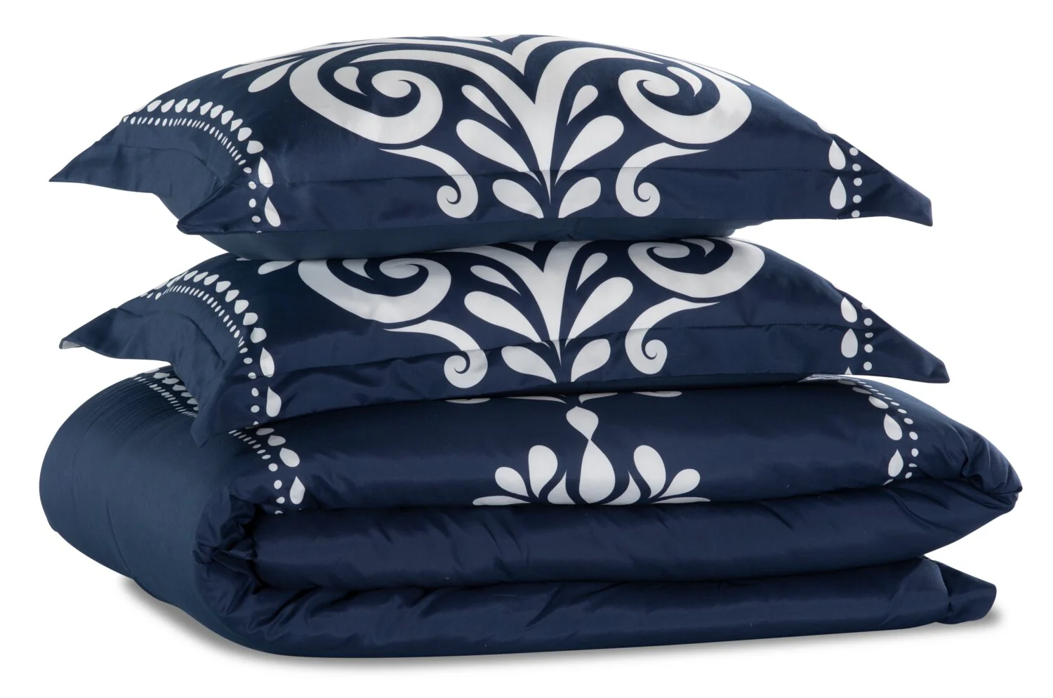 Navy Damask 3-Piece Full/Queen Comforter Set - Image 5