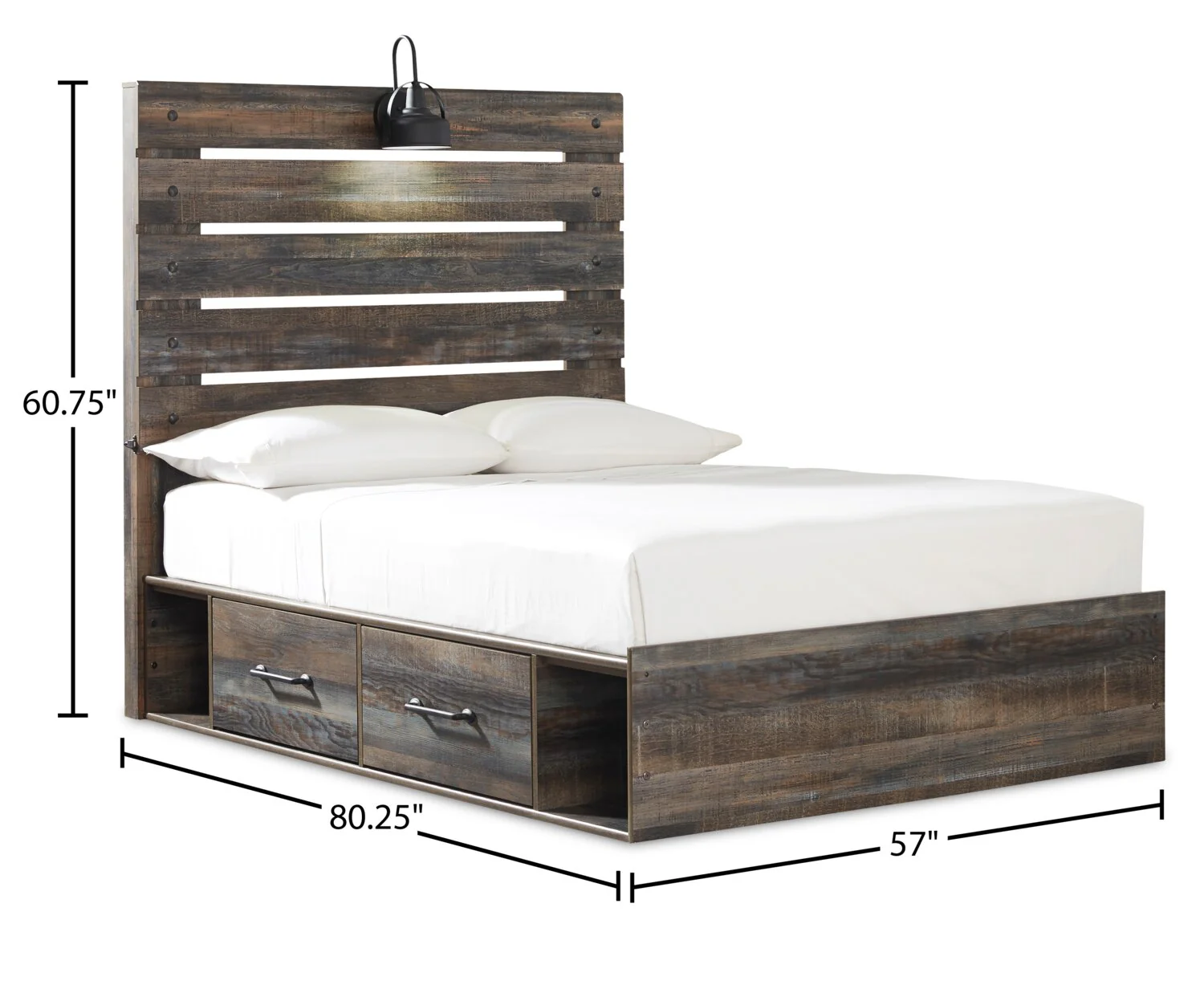 Naylon 5-Piece Full Bedroom Set with Side Storage - Brown - Image 7