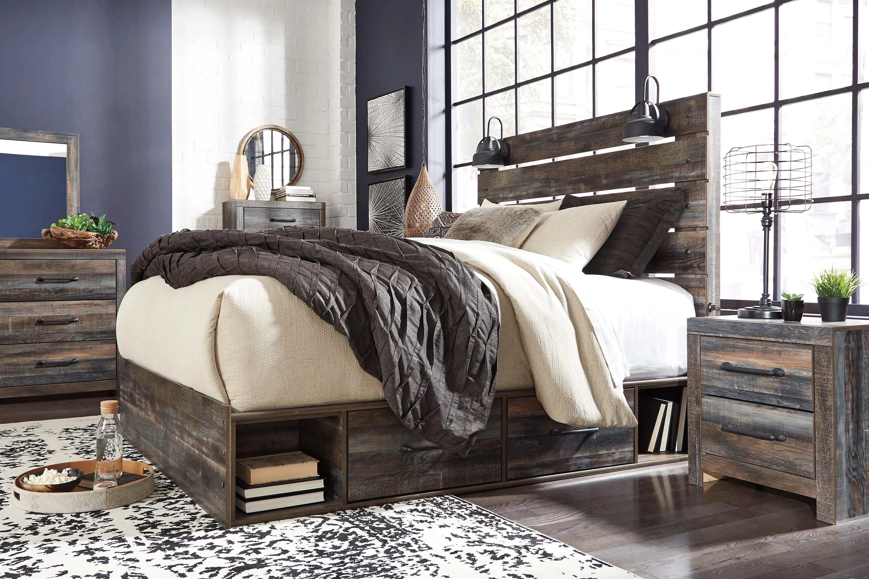 Naylon 5-Piece Queen Bedroom Set with Side Storage - Brown - Image 5