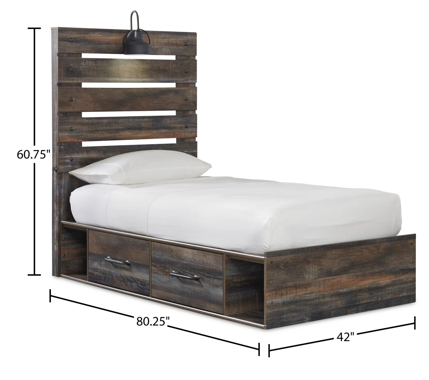 Naylon 5-Piece Twin Bedroom Set with Side Storage - Brown - Image 6