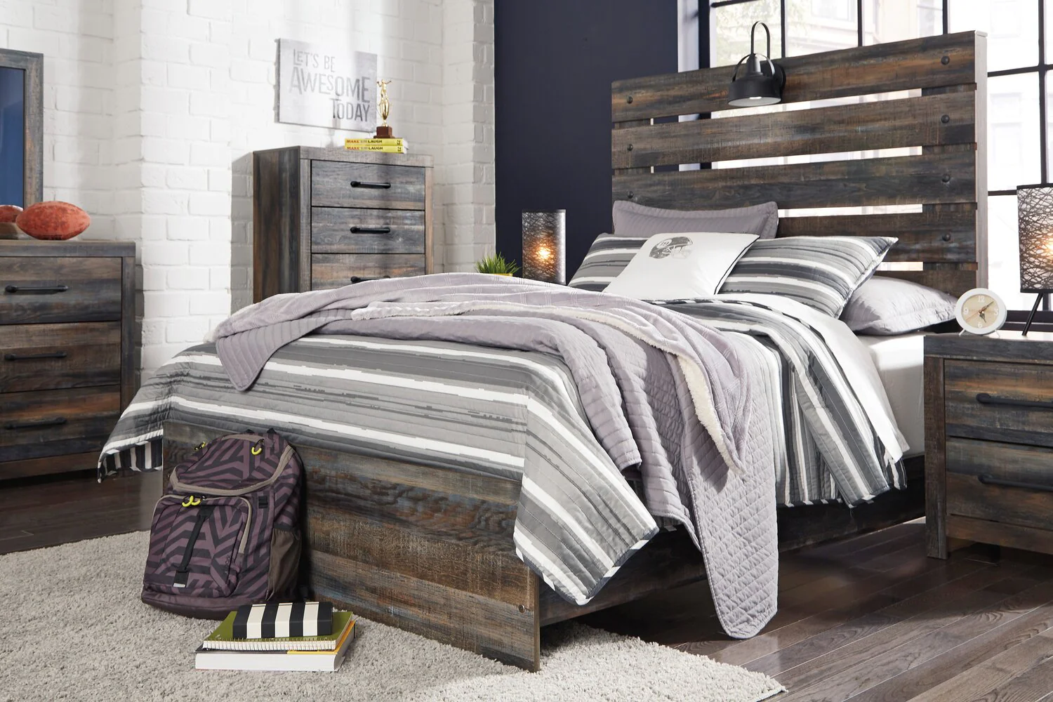 Naylon 6-Piece Full Bedroom Set - Brown - Image 3