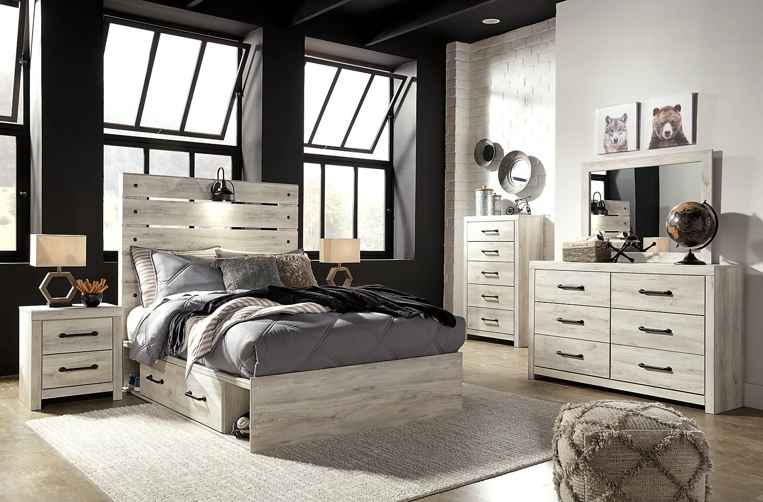 Naylon 6-Piece Full Bedroom Set with Side Storage - White - Image 3
