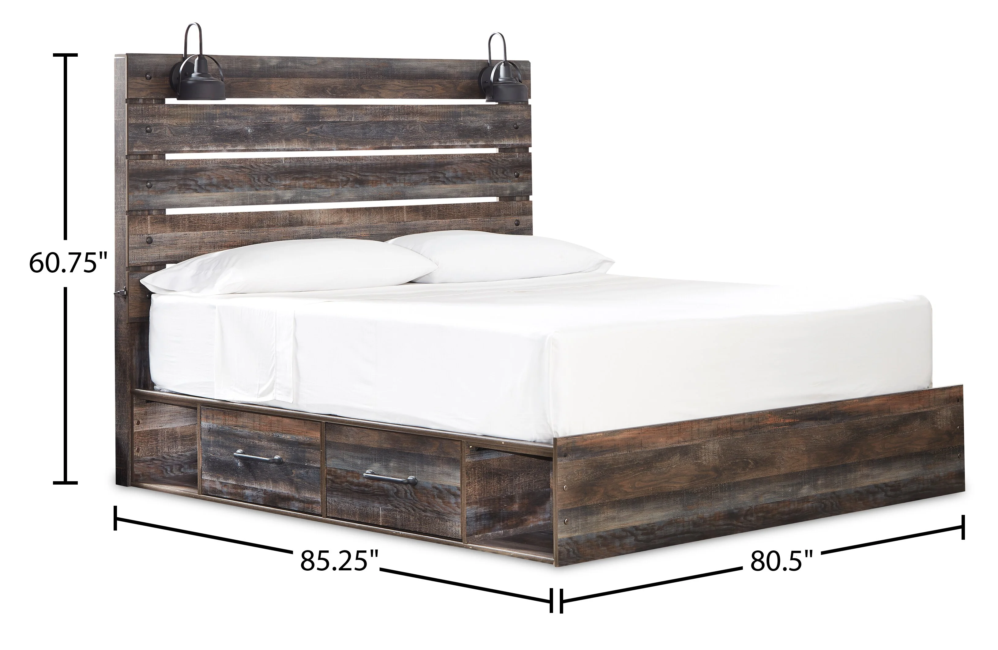 Naylon 6-Piece King Bedroom Set with Side Storage - Brown - Image 8